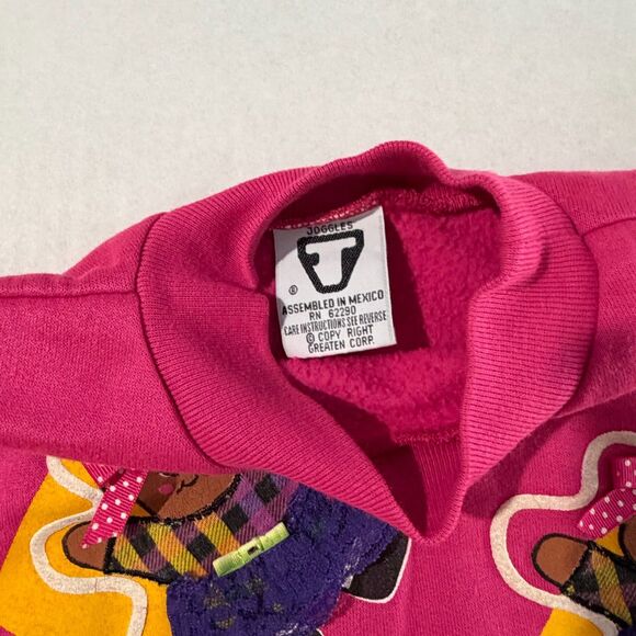 VTG 90s Girls Dancing Bears Pink Sweatshirt, 18-24m - Picture 3 of 4